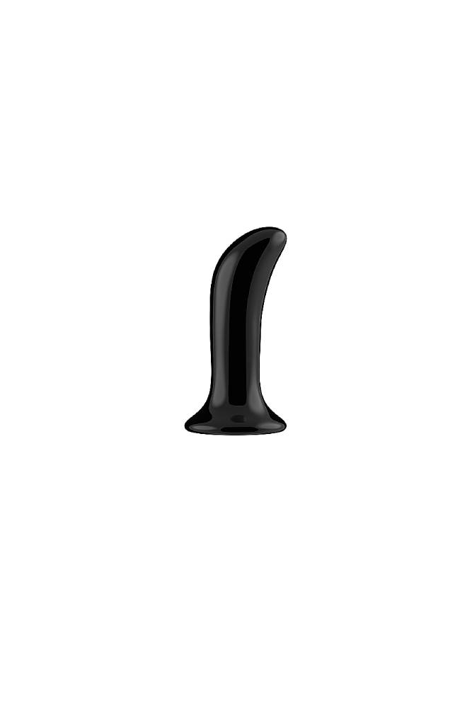 Shots Toys - Chrystalino - Prickly Vibrating Glass Anal Plug with Suction Cup & Remote - Black - Stag Shop
