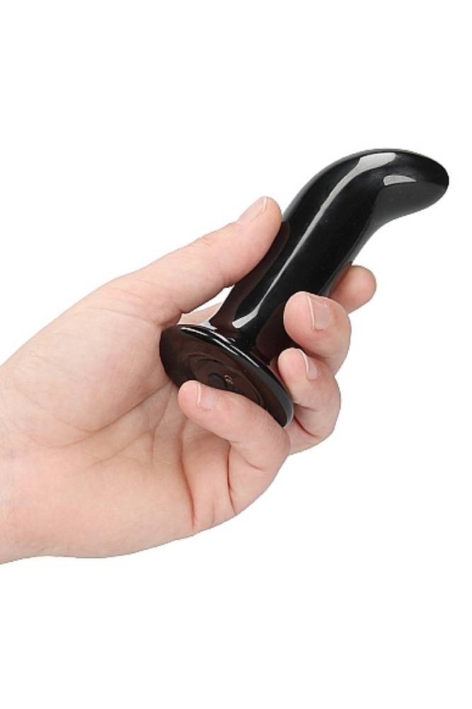 Shots Toys - Chrystalino - Prickly Vibrating Glass Anal Plug with Suction Cup & Remote - Black - Stag Shop