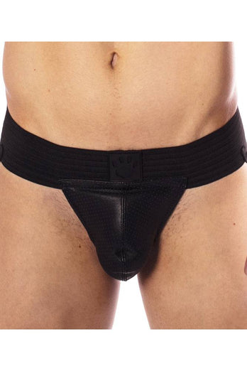 Prowler - Premium Leather Hole Punch Jock Strap - Black - Stag Shop