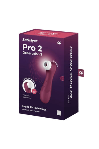 Satisfyer - Pro 2 Generation 3 Air Pulse Clitoral Stimulator - Bordeaux - Stag Shop
