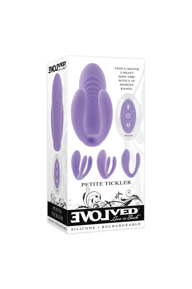 Evolved - Petite Tickler Remote Control 3-Shaft Mini Vibrator - Purple - Stag Shop