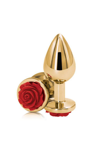 NS Novelties - Rear Assets - Aluminum Butt Plug - Gold/Red - 3.5 Inch - Stag Shop