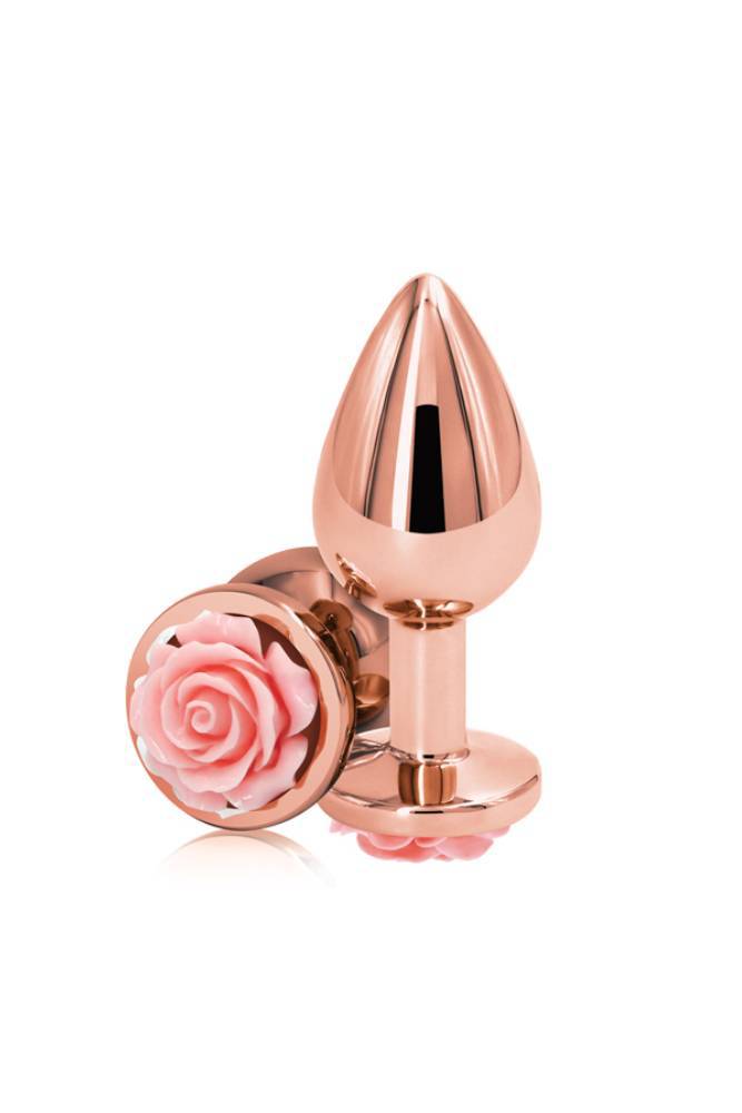 NS Novelties - Rear Assets - Aluminum Rose Butt Plug - Rose Gold/Pink - Medium - 3.5 Inch - Stag Shop