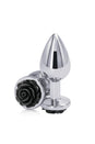 NS Novelties - Rear Assets - Aluminum Rose Butt Plug - Silver/Black - Medium - 3.5 Inch - Stag Shop