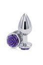 NS Novelties - Rear Assets - Aluminum Rose Butt Plug - Silver/Purple - Medium - 3.5 Inch - Stag Shop