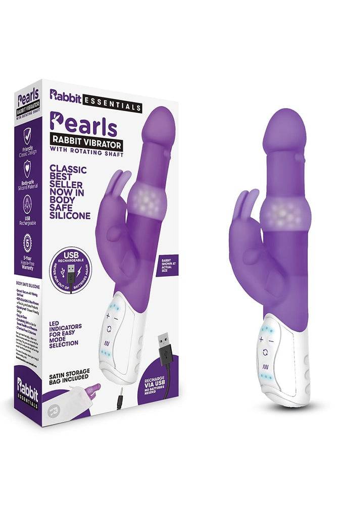 Rabbit Essentials - Rechargeable Pleasure Pearls Rabbit - Purple - Stag Shop