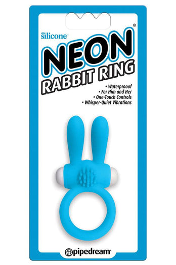 Pipedream - Neon - Rabbit Vibrating Cock Ring - Blue - Stag Shop
