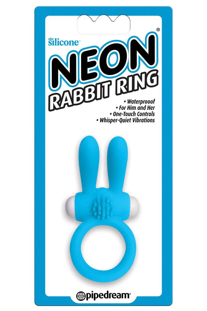 Pipedream - Neon - Rabbit Vibrating Cock Ring - Blue - Stag Shop