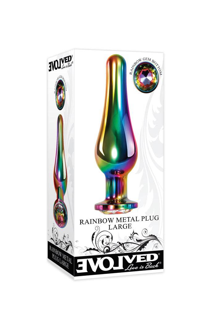 Evolved - Rainbow Metal Butt Plug - Large - Stag Shop