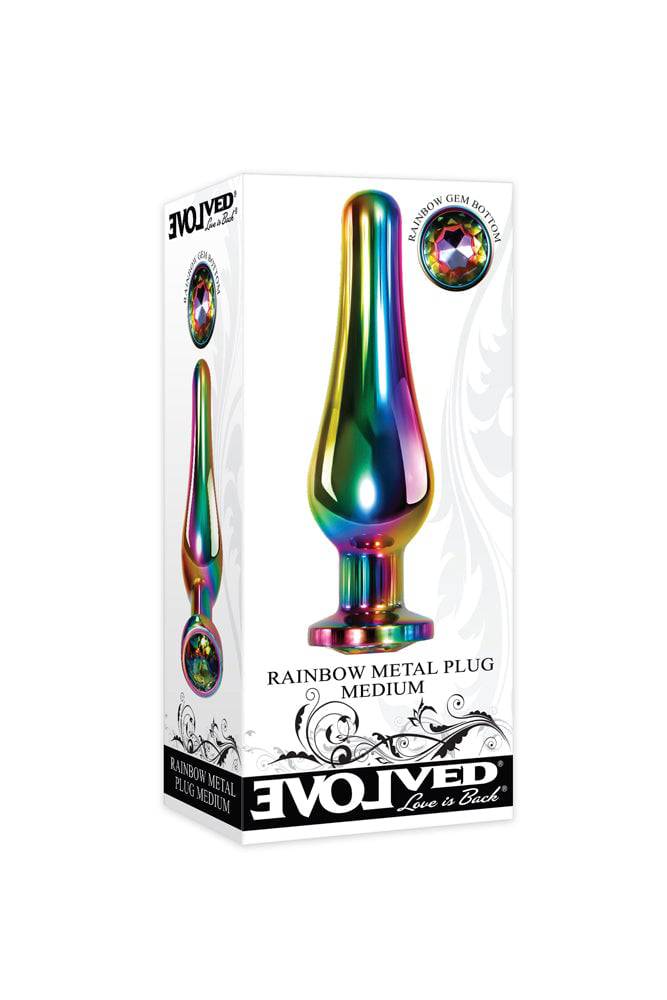 Evolved - Rainbow Metal Butt Plug - Medium - Stag Shop