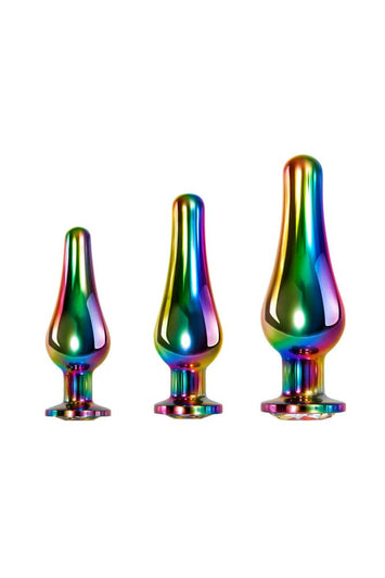 Evolved - Rainbow Metal Butt Plug Set - Stag Shop