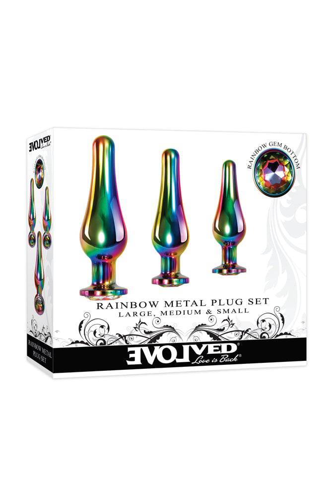 Evolved - Rainbow Metal Butt Plug Set - Stag Shop