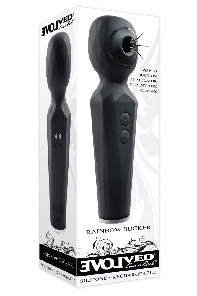 Evolved - Rainbow Sucker Suction Wand Vibrator - Black - Stag Shop