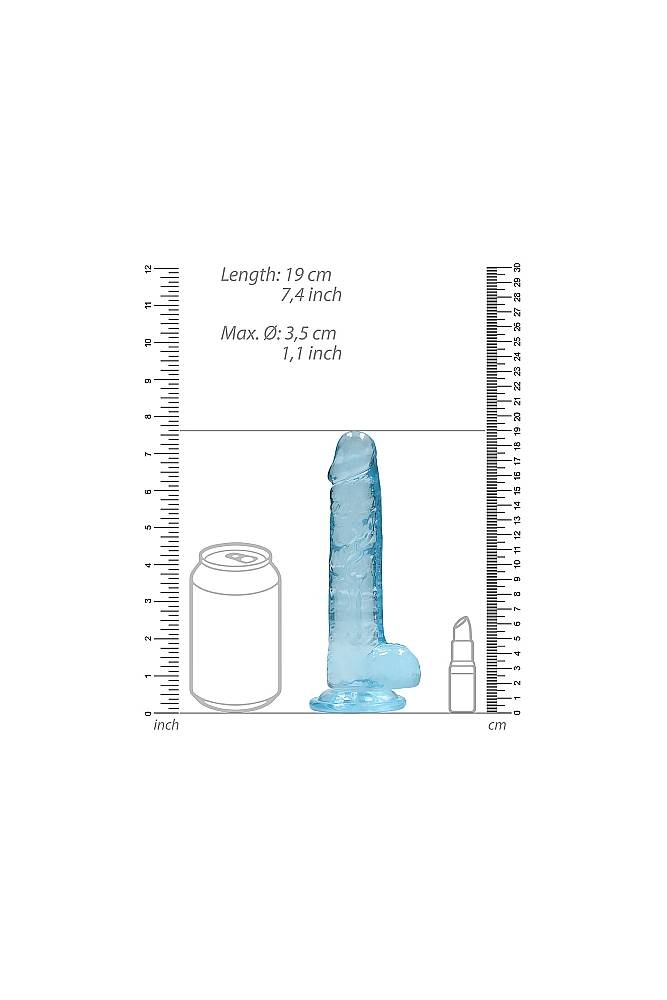 Shots Toys - Real Rock - 7" Crystal Clear Dildo with Balls - Assorted Colours - Stag Shop