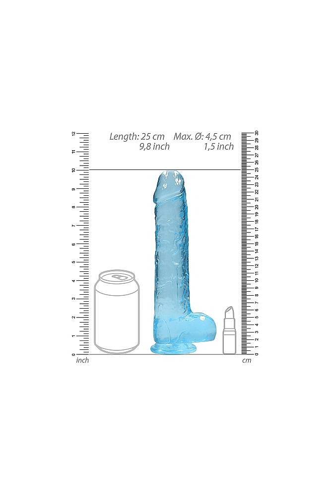 Shots Toys - Real Rock - 9" Crystal Clear Dildo - Blue - Stag Shop