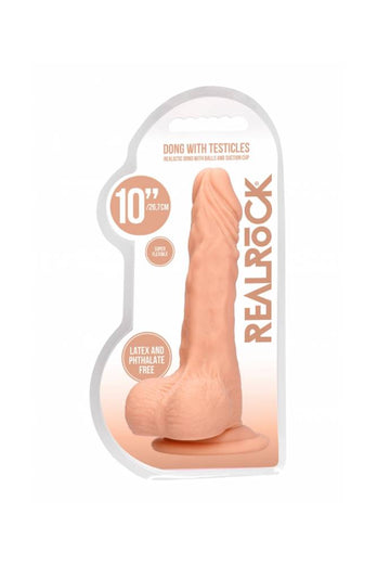 Shots Toys -  RealRock Skin - 10 inch Realistic Dildo With Balls - Beige - Stag Shop