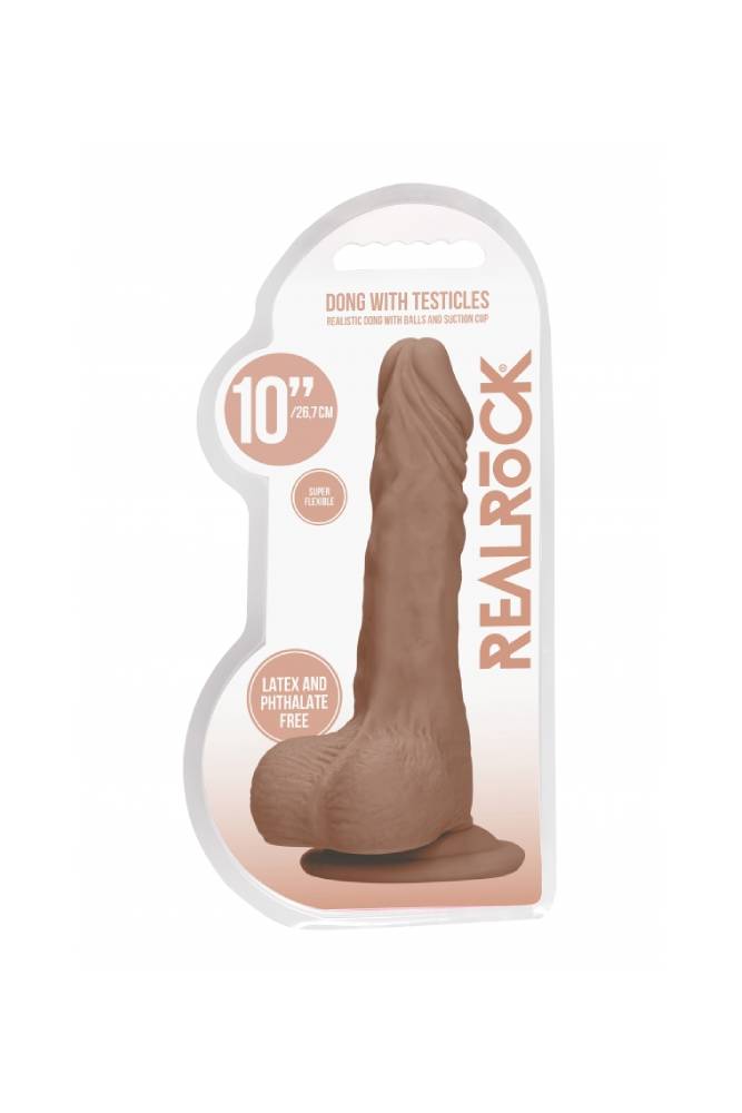 Shots Toys -  RealRock Skin - 10 inch Realistic Dildo With Balls - Tan - Stag Shop
