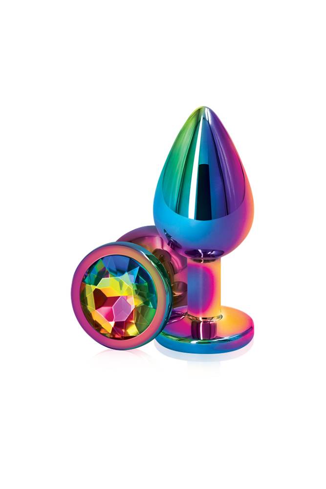 NS Novelties - Rear Assets - Medium Aluminum Butt Plug - Multicolour/Rainbow - Stag Shop