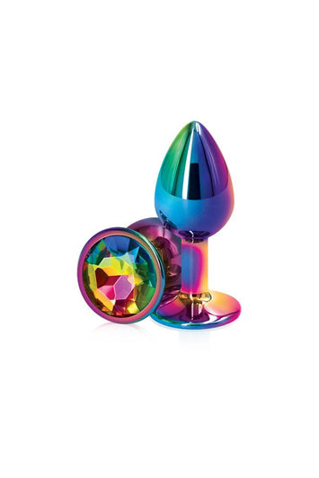 NS Novelties - Rear Assets - Small Aluminum Butt Plug - Multicolour/Rainbow - Stag Shop