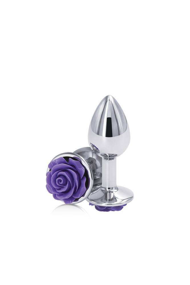 NS Novelties - Rear Assets - Aluminum Rose Butt Plug - Purple/Silver - Small - 3 Inch - Stag Shop