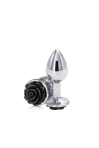 Thumbnail for NS Novelties - Rear Assets - Aluminum Rose Butt Plug - Black/Silver - Small - 3 inch - Stag Shop