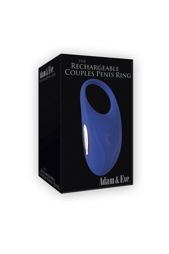 Adam & Eve - Rechargeable Couple's Penis Ring - Blue - Stag Shop