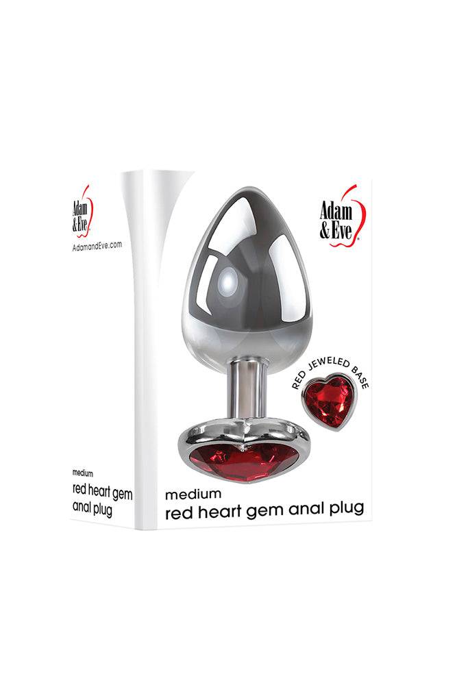 Adam & Eve - Red Heart Gem Anal Plug - Assorted Sizes - Stag Shop