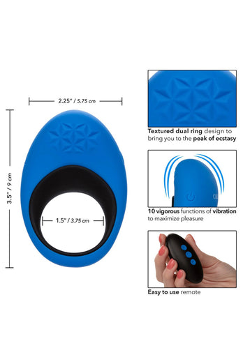 Cal Exotics - Link Up - Max Remote Control Cock Ring - Blue/Black - Stag Shop