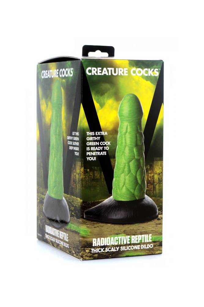 XR Brands - Creature Cocks - Radioactive Reptile Thick Silicone Dildo - Green - Stag Shop