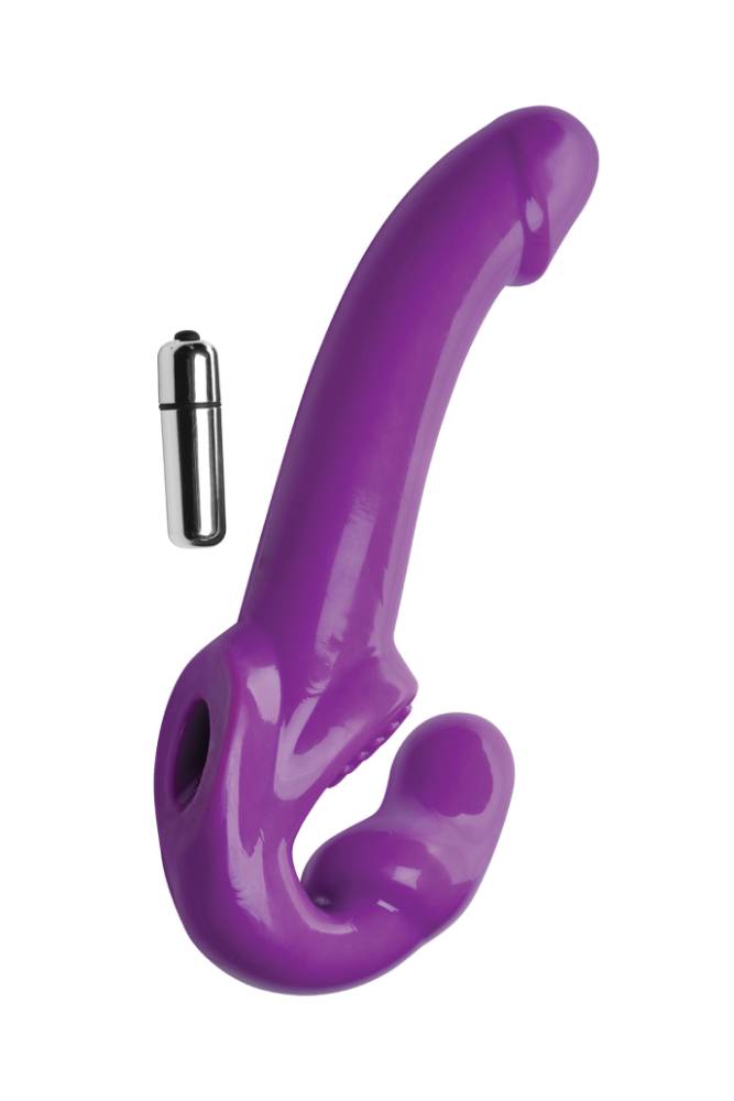 XR Brands - Strap U - Revolver 7x - Thick Vibrating Strapless Strap-on - 7 Inch - Purple - Stag Shop