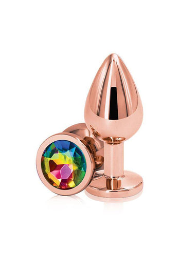 NS Novelties - Rear Assets - Aluminum Butt Plug - Rose Gold/Rainbow - 3.15 Inch - Stag Shop