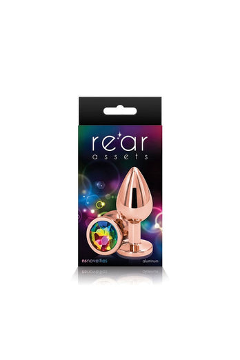 NS Novelties - Rear Assets - Aluminum Butt Plug - Rose Gold/Rainbow - 3.15 Inch - Stag Shop