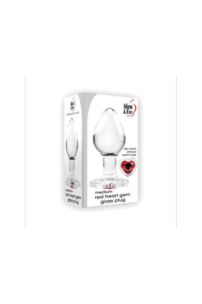 Adam & Eve - Red Heart Gem Glass Plug - Assorted Sizes - Stag Shop