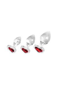 Thumbnail for Adam & Eve - Red Heart Gem Glass Plug Set - Clear - Stag Shop