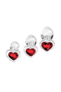 Adam & Eve - Red Heart Gem Glass Plug Set - Clear - Stag Shop
