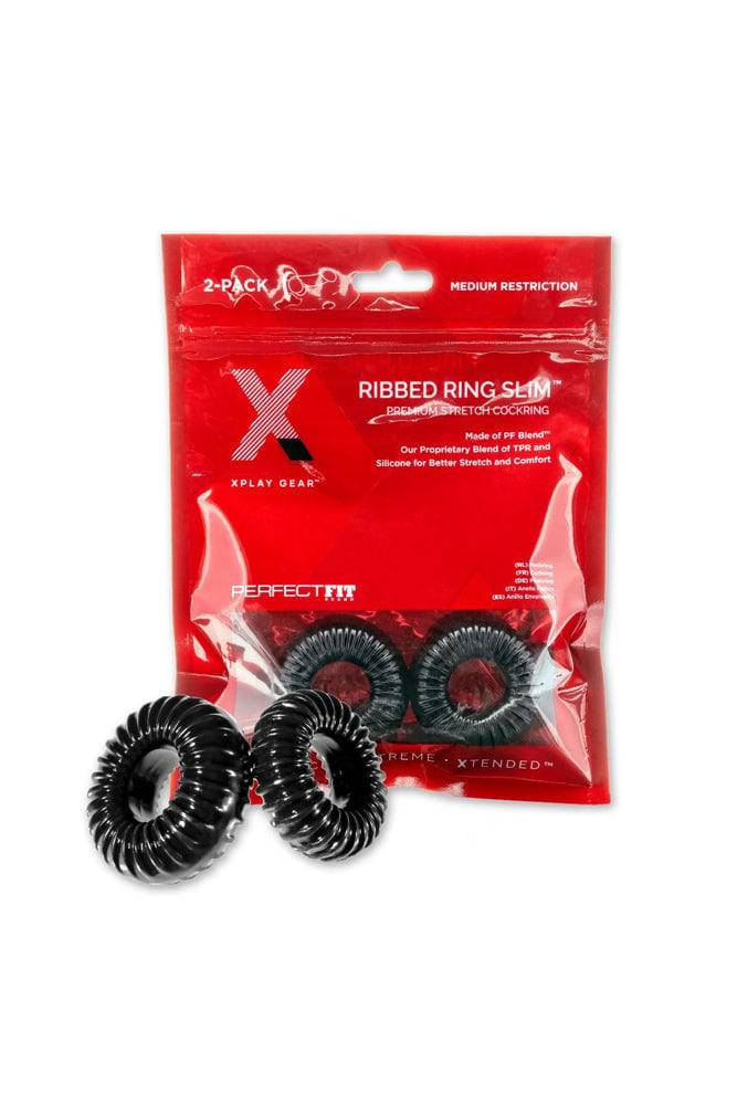 Perfect Fit - Xplay - Ribbed Slim Cock Rings - 2pk - Stag Shop