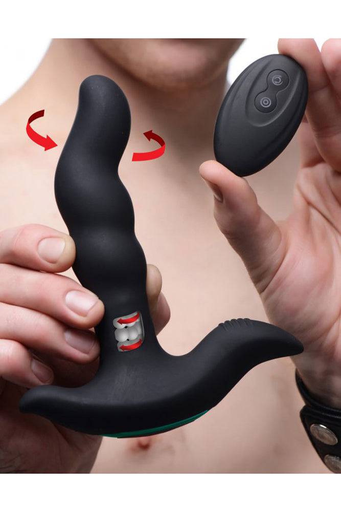 XR Brands - Prostatic Play - Rimstatic Rotating Prostate Plug & Remote - Black - Stag Shop