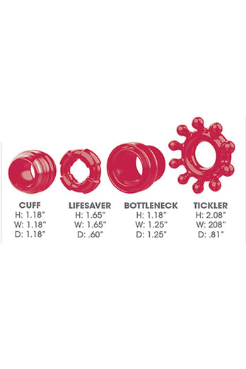 Zero Tolerance - Ring The Alarm Cock Ring Set - Red - Stag Shop