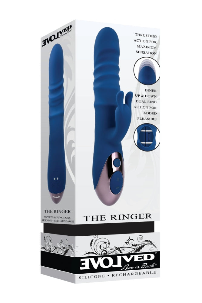 Evolved - The Ringer Thrusting Rabbit Vibrator - Blue - Stag Shop