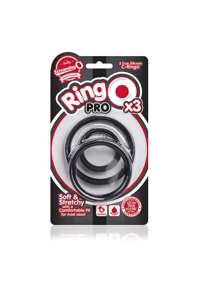 Screaming O - RingO Pro Silicone Cock Ring Set - 3 pack - Black - Stag Shop