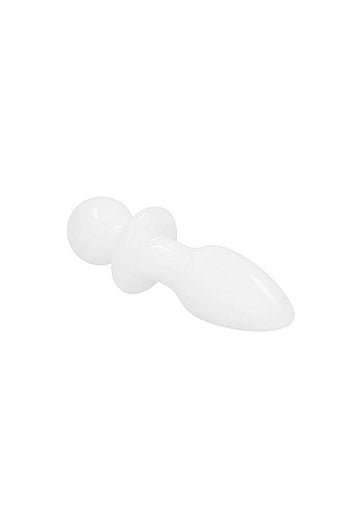Shots Toys - Chrystalino - Rocker Glass Butt Plug - White - Stag Shop