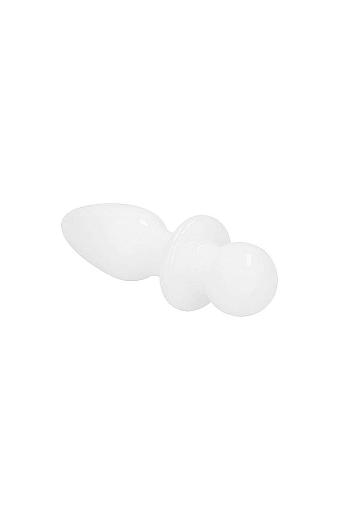 Shots Toys - Chrystalino - Rocker Glass Butt Plug - White - Stag Shop