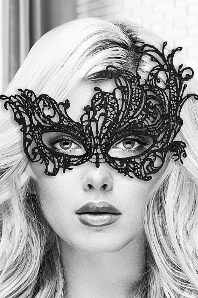 Ouch by Shots Toys - Black & White - Royal Lace Mask - Black - Stag Shop