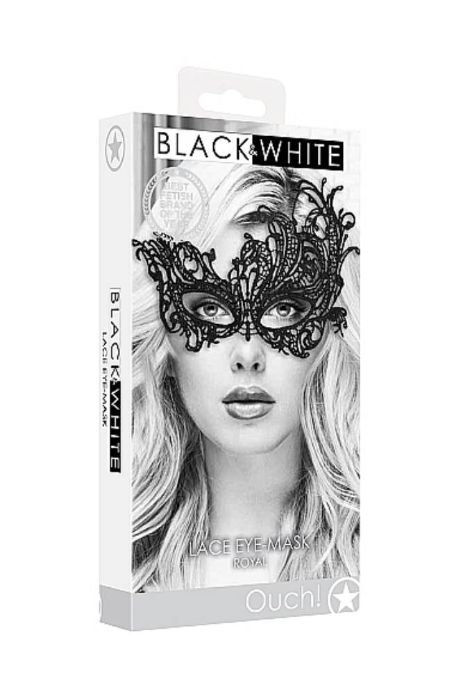 Ouch by Shots Toys - Black & White - Royal Lace Mask - Black - Stag Shop