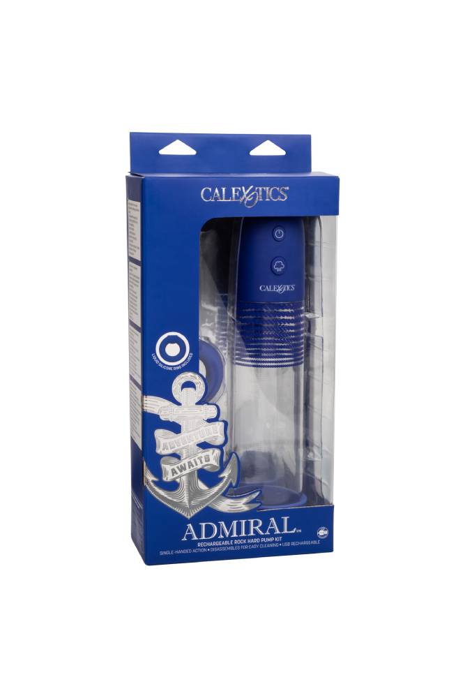 Cal Exotics - Admiral - Rechargeable Rock Hard Pump Kit - Blue - Stag Shop