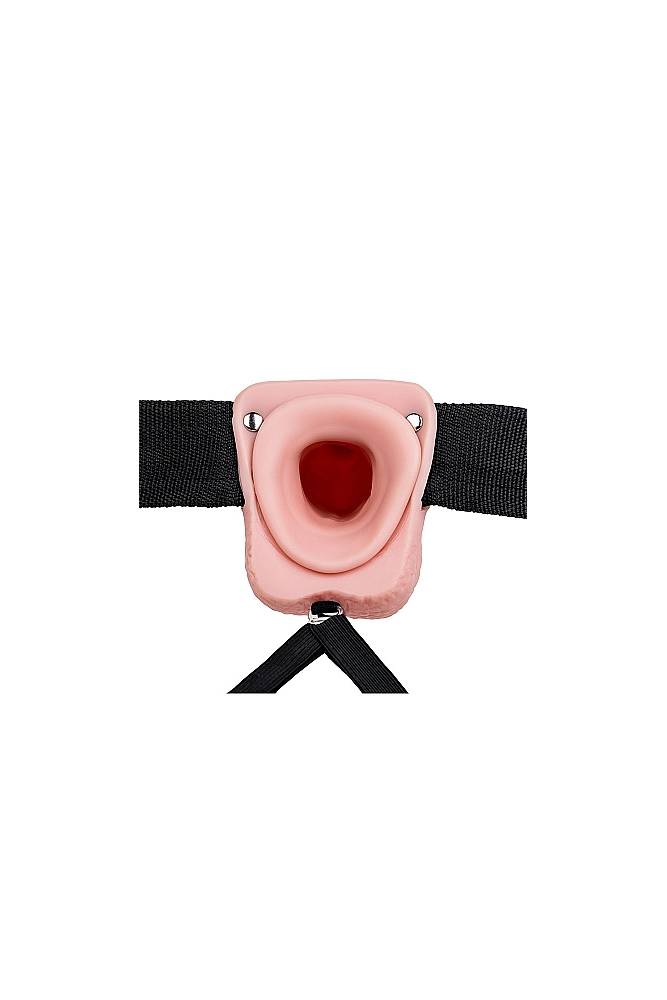 Shots Toys - Real Rock - 7" Hollow Strap-on with Balls - Beige - Stag Shop