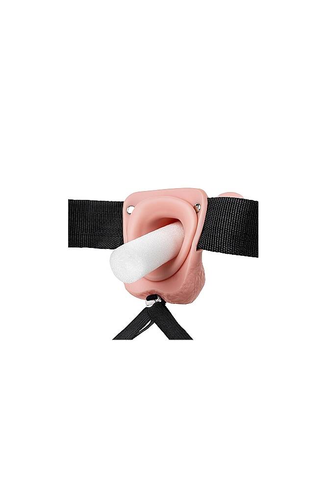 Shots Toys - Real Rock - 7" Hollow Strap-on with Balls - Beige - Stag Shop