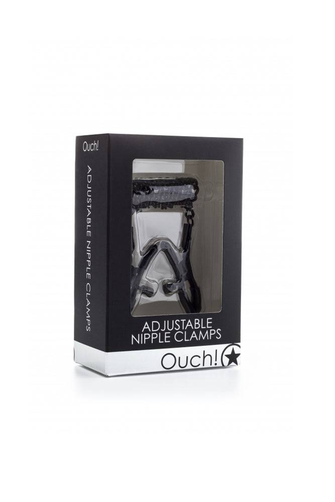 Ouch by Shots Toys - Adjustable Nipple Clamps - Black - Stag Shop