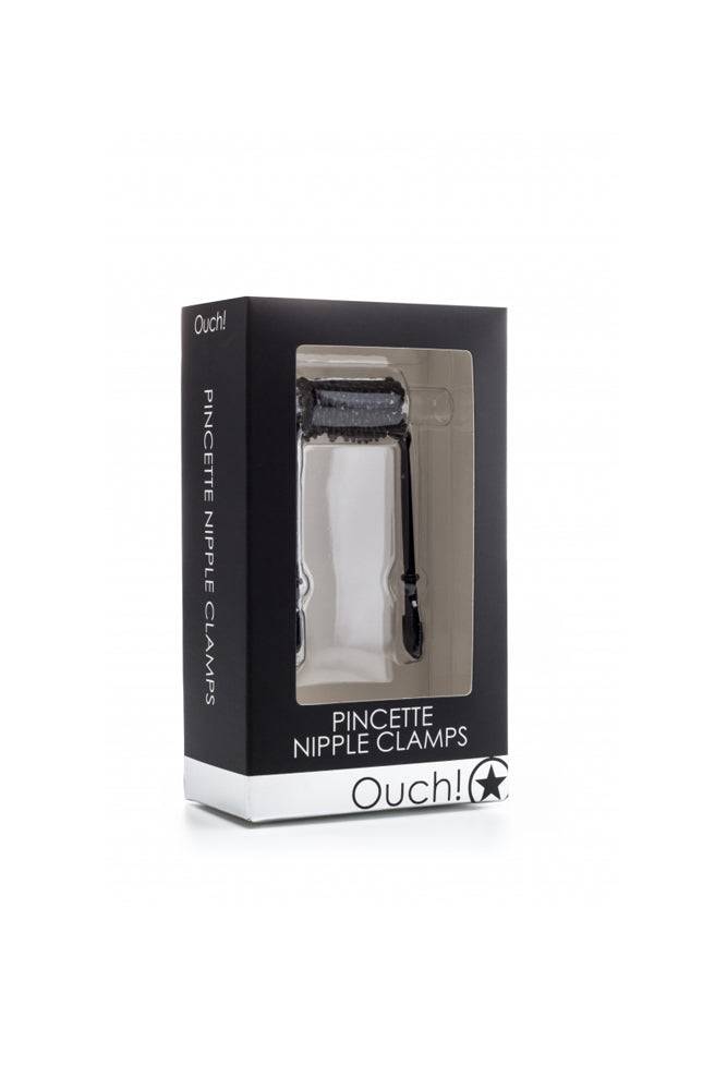 Ouch by Shots Toys - Pincette Nipple Clamps - Black - Stag Shop