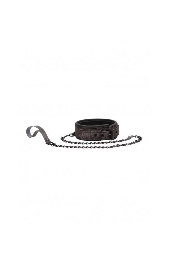 Ouch by Shots Toys - Elegant Collar & Leash - Grey - Stag Shop